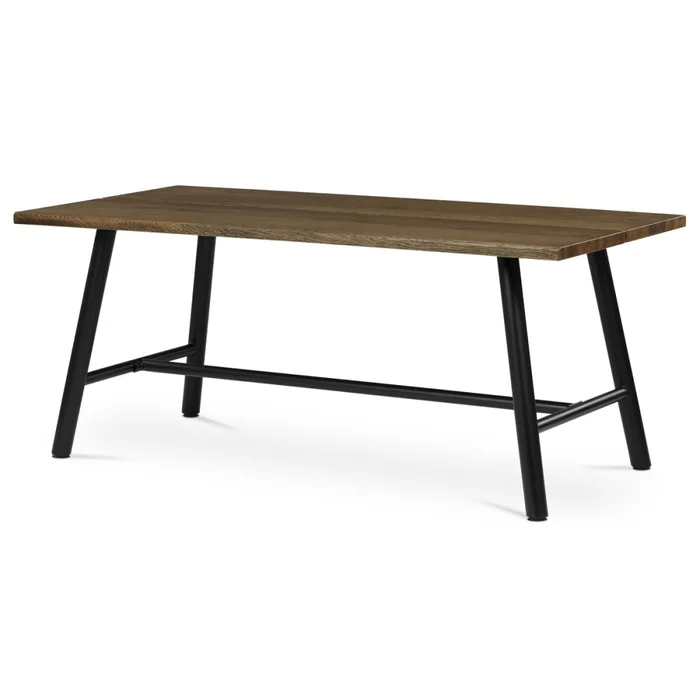 Jídelní stůl FENJORROS 180x90 cm – ořechová dýha, černé kovové nohy