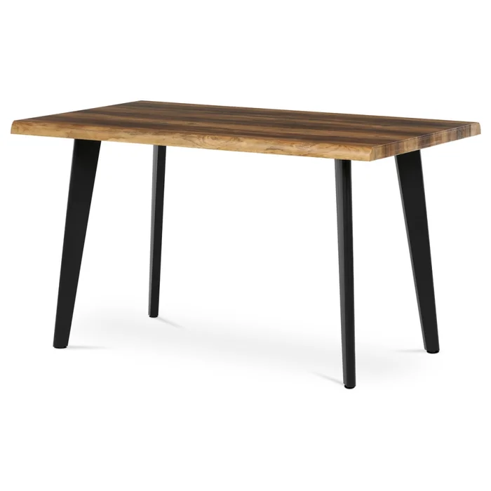 Jídelní stůl FENKALIV 130x80 cm – staré dřevo, černé kovové nohy