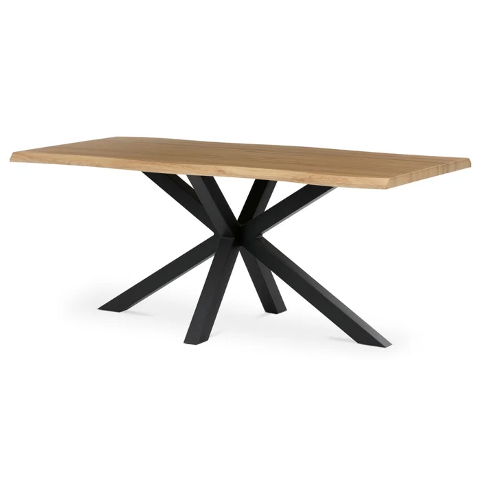 Jídelní stůl GARPONAR 180x90 cm – divoký dub, černá kovová podnož