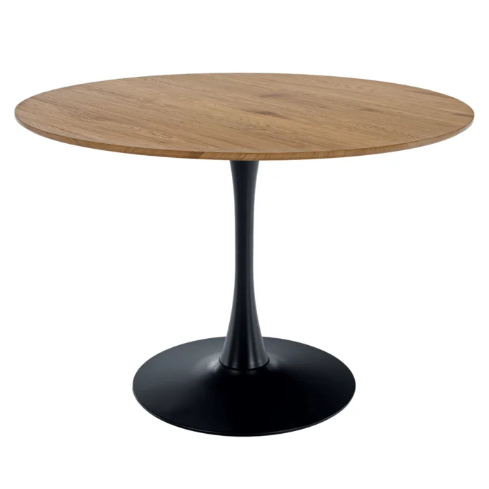 Jídelní stůl kulatý 110 cm dub/černá REVENTON NEW