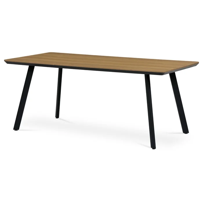 Jídelní stůl LIRTO 180×90 cm – dubová dýha, černé kovové nohy