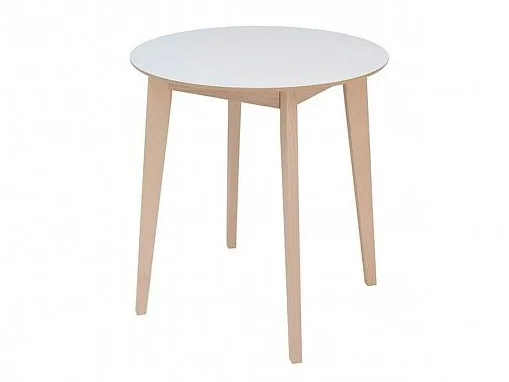 Jídelní stůl MECOPHAG, bílá/dub sonoma, 70 cm Ø, 5 let záruka
