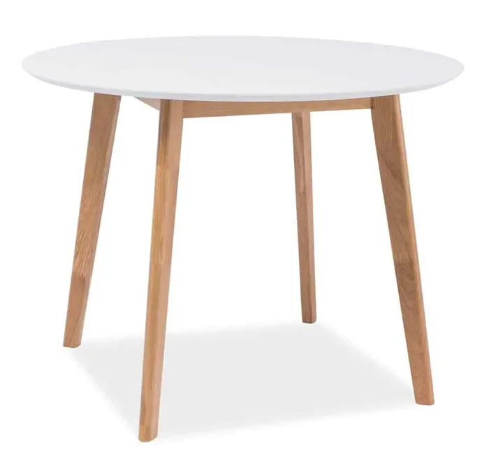Jídelní stůl MOSSO II – kulatý, dub a bílá