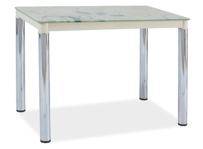 Jídelní stůl NEFON 2 100×60 cm – sklo, krém/chrom