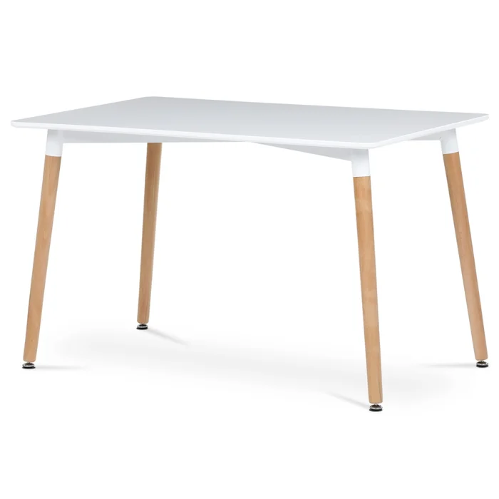 Jídelní stůl QUINYORZOR 120×80 cm, matná bílá deska, nohy z masivu