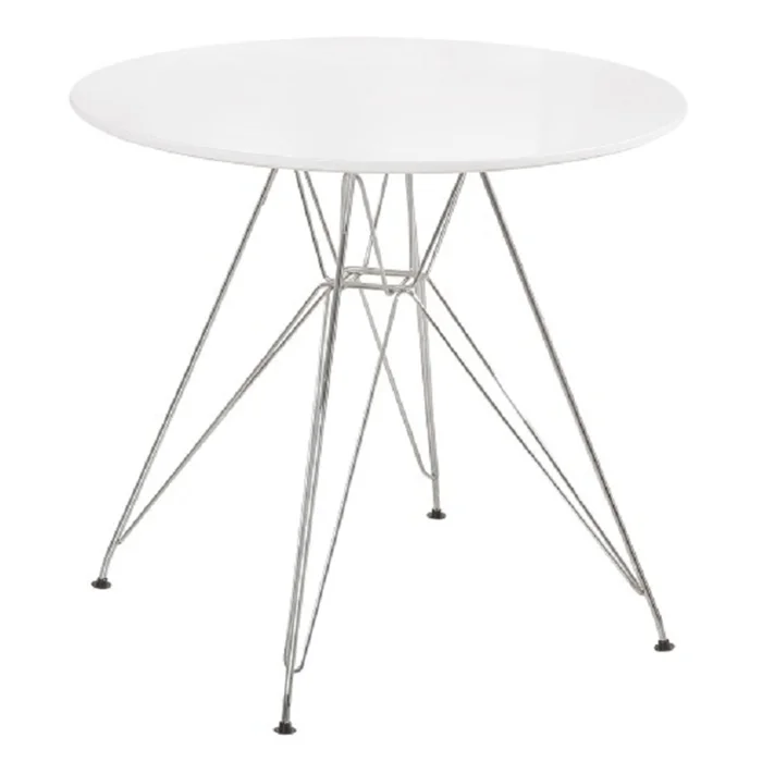 Jídelní stůl RONDY NEW 80 cm – bílá HG, MDF/chrom