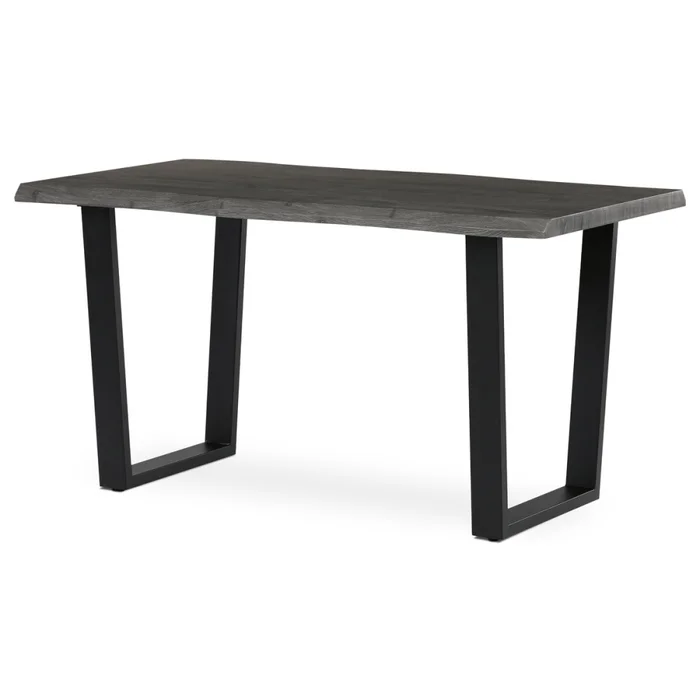 Jídelní stůl ZANYORAR 140x80 cm – šedý dub, černé kovové nohy