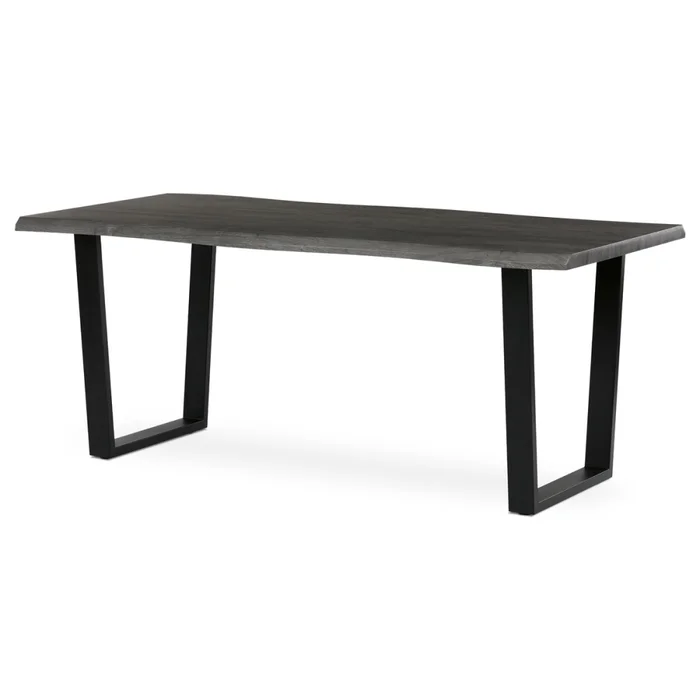 Jídelní stůl ZANYORAR 180×90 cm – šedý dub a černé kovové nohy