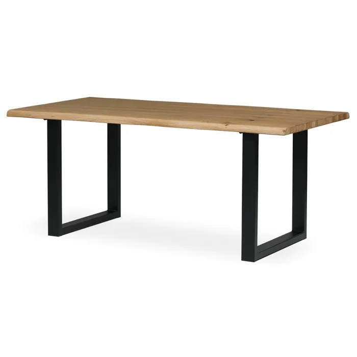 Jídelní stůl ZORMORUL 180x90 cm – masivní dub, černé kovové nohy