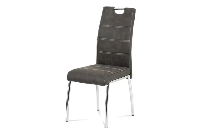 Jídelní židle HC-486 GREY3 s látkou a chromovanou nohou