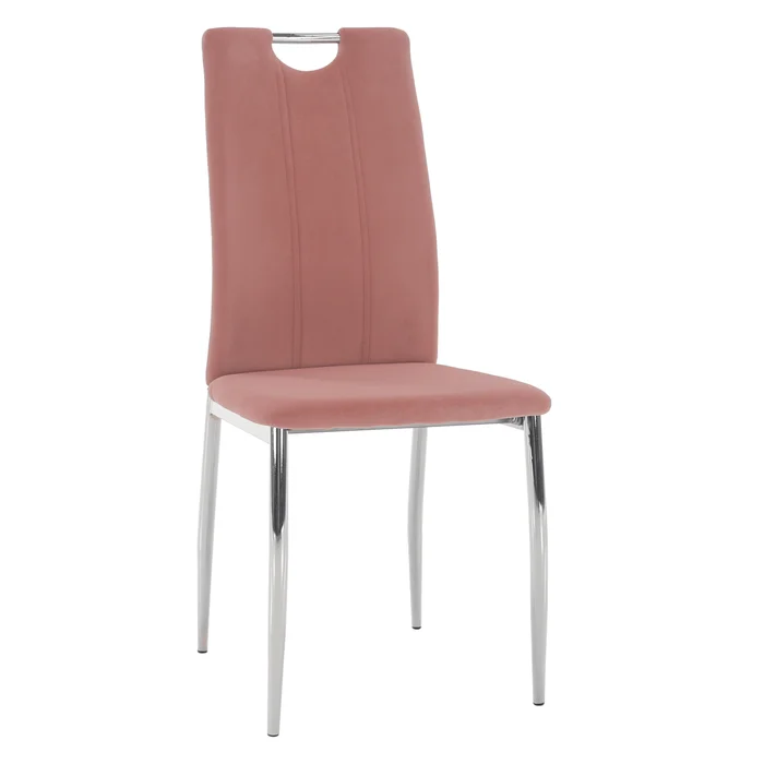 Jídelní židle OLIVA NEW – růžová Velvet s chromem