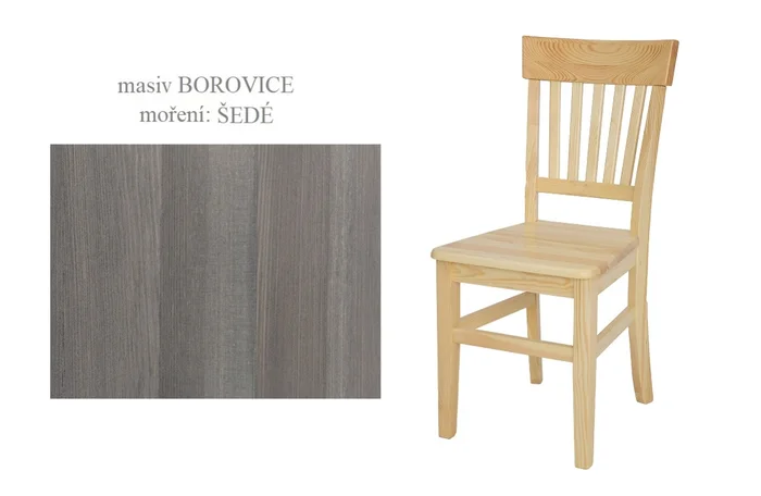 Jídelní židle RUFINA I – masiv borovice, šedé moření