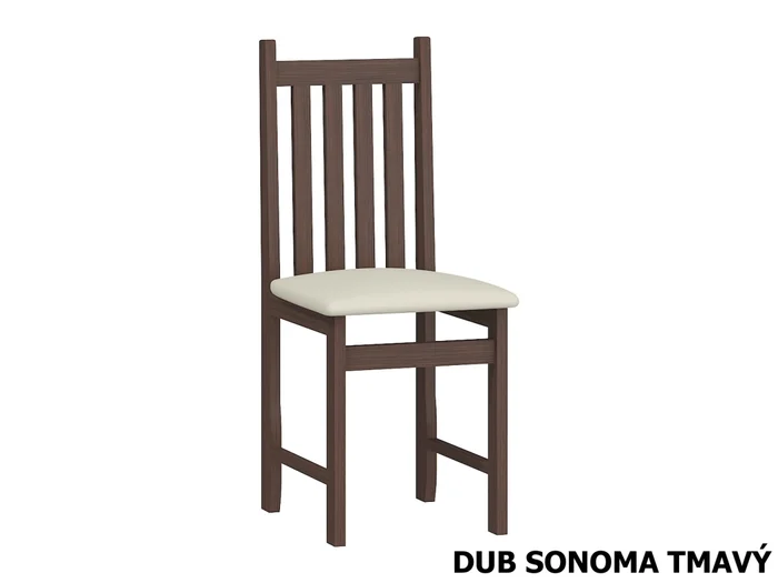 Jídelní židle Wamena – béžová ekokůže, dub sonoma tmavý, 5letá záruka
