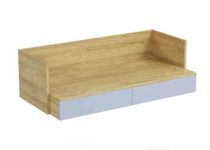 KALANCHOE 2S psací stůl modulový hikor přírodní/nebeská modrá