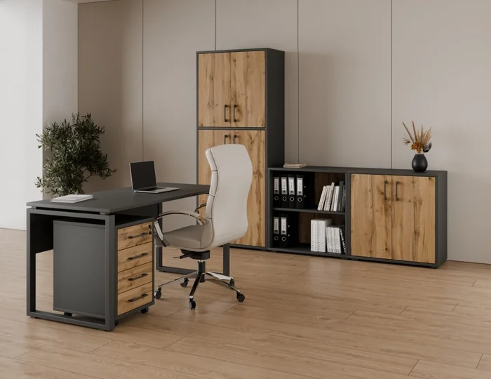 Kancelářská sestava NEJBY GIANNI PREMIUM 2 – antracit/dub wotan