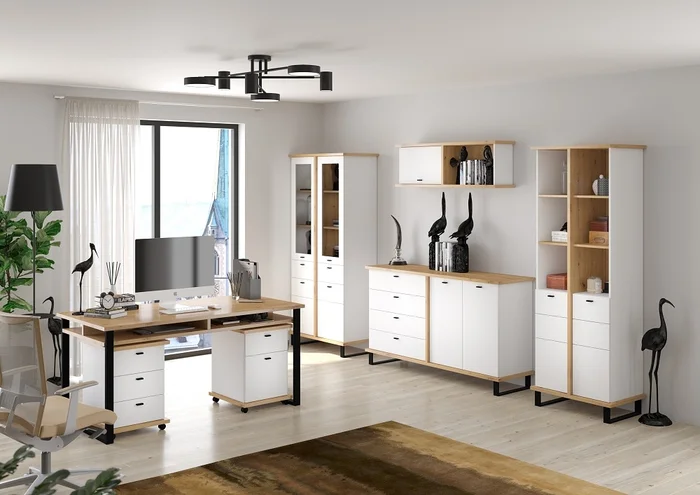 Kancelářská sestava ORSOLA dub artisan/bílá