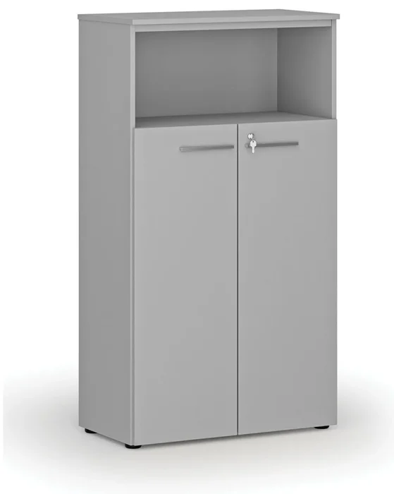 Kancelářská skříň PRIMO GRAY s uzamykatelnými dveřmi