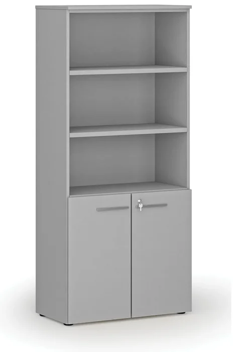 Kancelářská skříň PRIMO GRAY s uzamykatelnými dveřmi