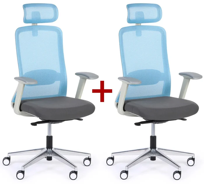 Kancelářská židle JAMES s ergonomickými funkcemi – modrá (akce 1+1 zdarma)
