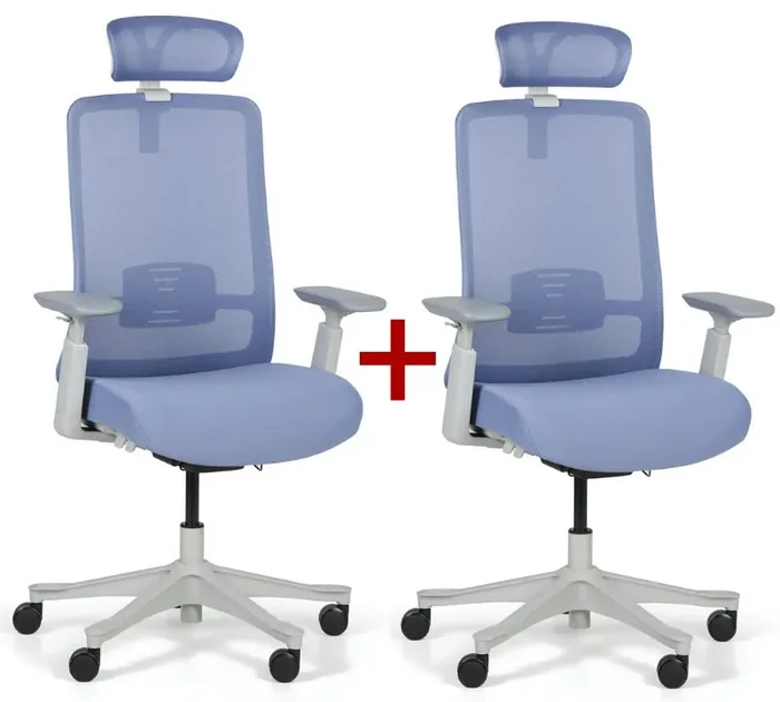 Kancelářská židle MARRY s 3D područky a ergonomickým designem, modrá