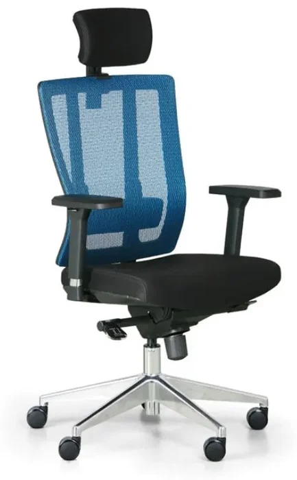 Kancelářská židle METRIM černá/modrá s ergonomickým designem