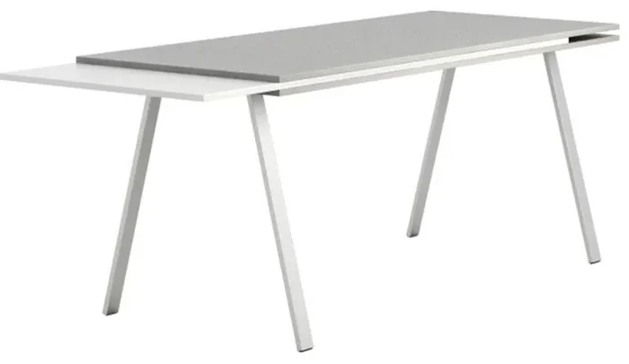 Kancelářský psací stůl LAYERS 170 cm s výsuvnou deskou bílá/šedá