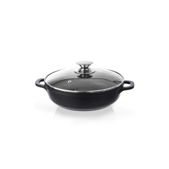 Kastro s nepřilnavým povrchem a skleněnou poklicí 28 cm