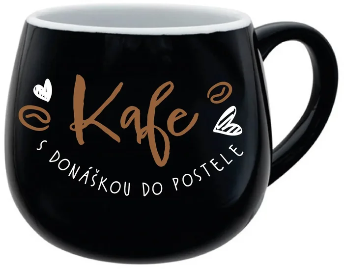 Keramický hrnek s nápisem Kafe s donáškou do postele, 300 ml
