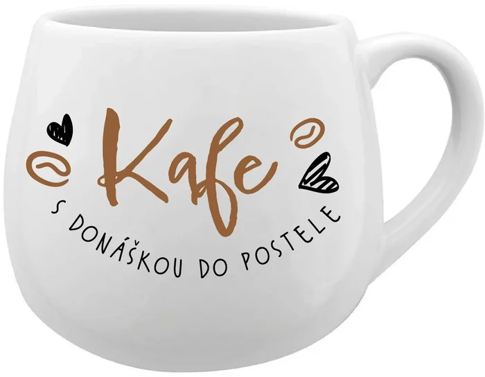 Keramický hrnek s nápisem Káva s donáškou do postele, 300 ml