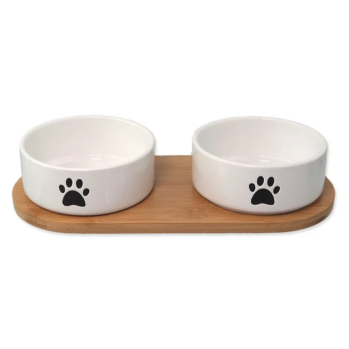 Keramický set misek s podstavcem pro psa 13 cm