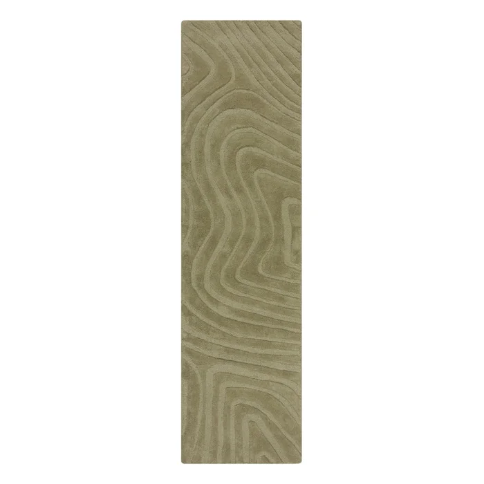 Khaki ručně tkaný vlněný běhoun 60x230 cm Mesmerise Sage
