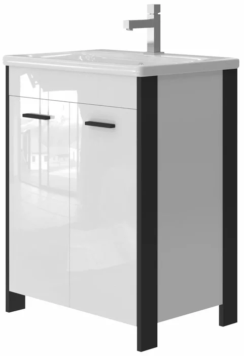 Kingsbath Lavedo Broadway Black 65 Koupelnová Skříňka s Umyvadlem
