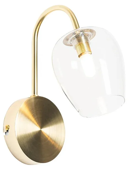 Klasická zlatá nástěnná lampa s skleněným stínidlem