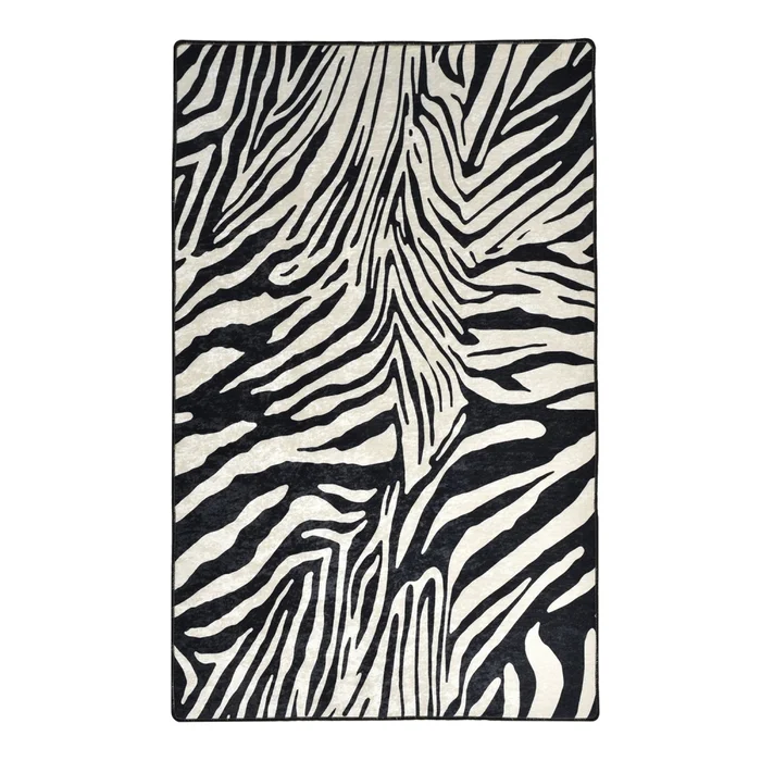 Koberec bílo-černý 160 × 230 cm, protiskluzový, 100% polyester