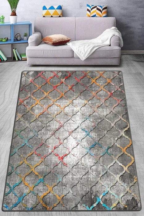 Koberec do předsíně 80x150 cm šedý, bavlna/polyester