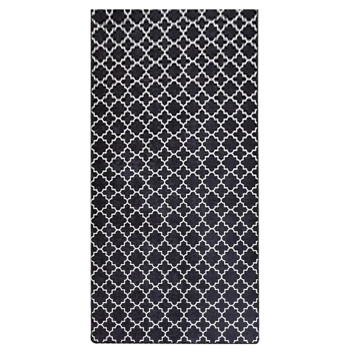 Koberec do předsíně 80x300 cm, černobílý, protiskluzový, 100% polyester