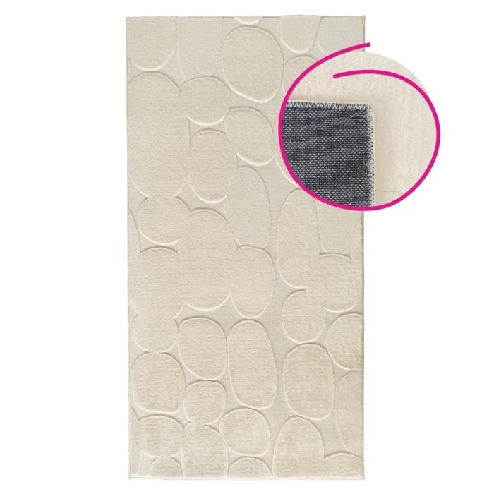 Koberec PUFIN Typ 1 – krémový 3D vzor kamenů, 140×200 cm