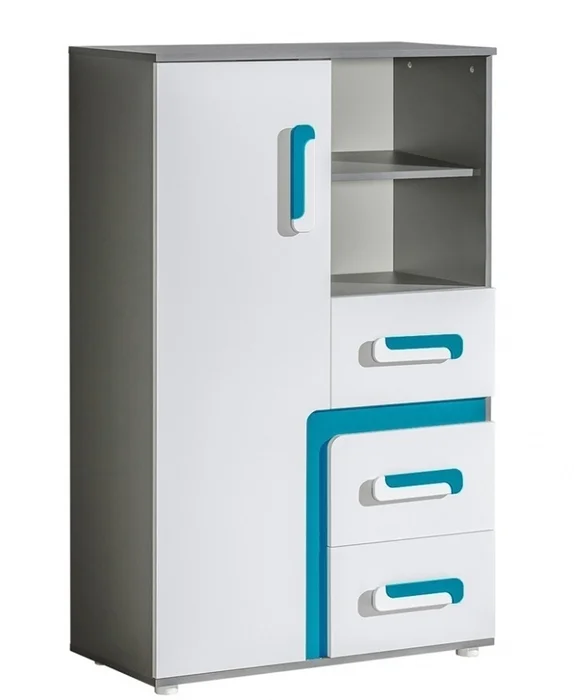 Kombinovaná komoda ORAKI 1D3S II antracit/tyrkys