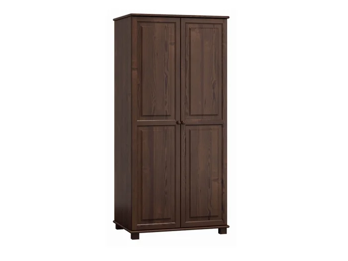 Kombinovaná šatní skříň BHAGIRA 2D, 90 cm, masiv borovice, moření ořech