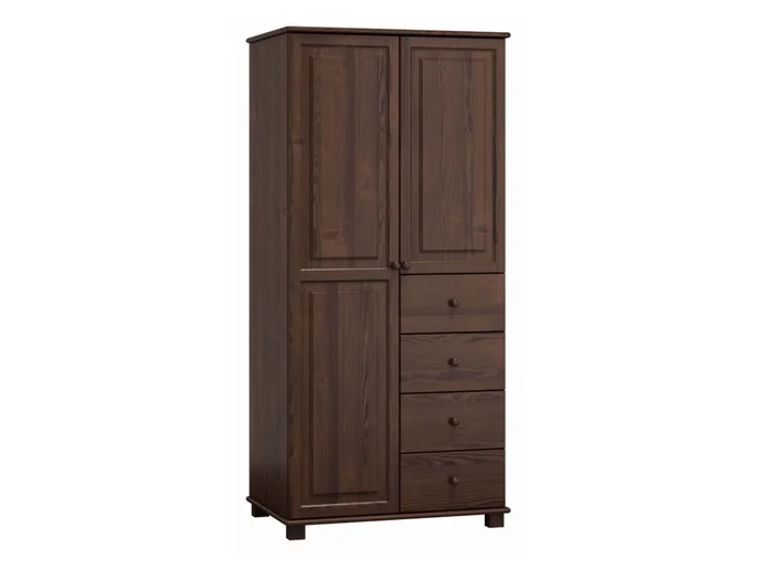 Kombinovaná šatní skříň BHAGIRA 2D, š80 cm, masiv borovice, moření ořech