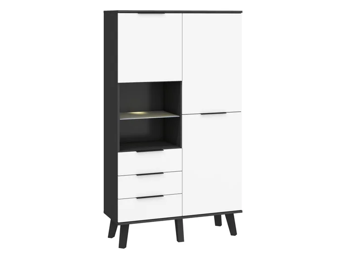 Kombinovaná skříň OSMAK 2D3S, černý/bílý lesk
