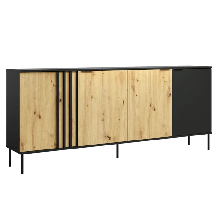 Komoda 4D RIMINA, černá/dub artisan