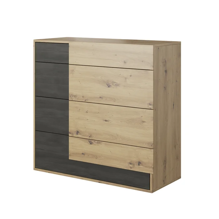 Komoda 4S BAFRA dub artisan a černá borovice