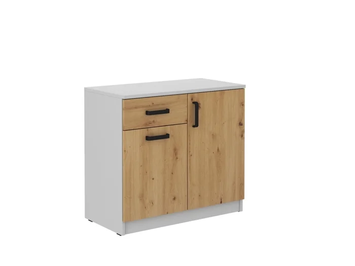 Komoda AGEPSTA 2D1S světle šedá/dub artisan