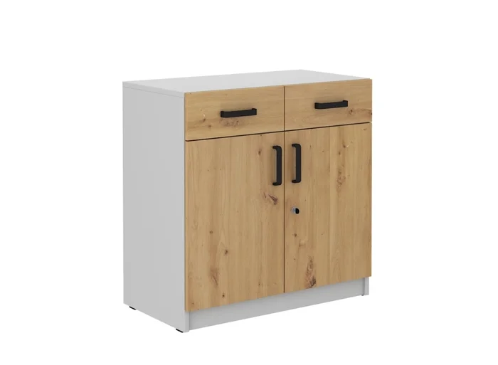 Komoda AGEPSTA 2D2S – světle šedá / dub artisan