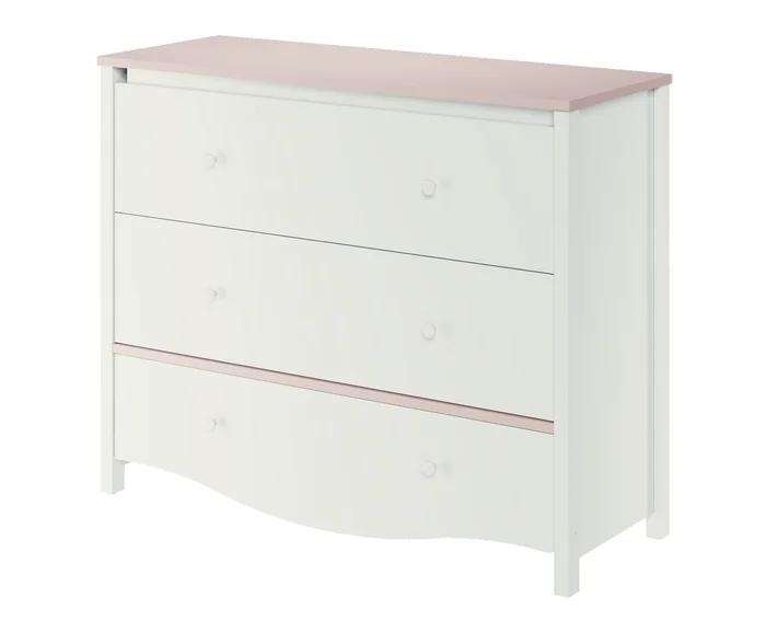 Komoda CHAUL 3S bílo-růžová