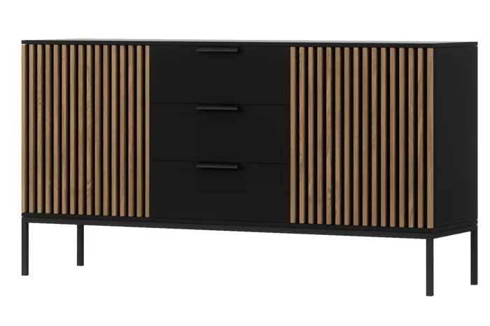 Komoda CHRISTOBEL černý mat / dub artisan
