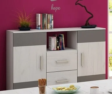 Komoda DAMARA craft bílý/grafit