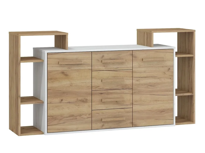 Komoda DORINDA 2D4S craft bílá/zlatá – 5 let záruka