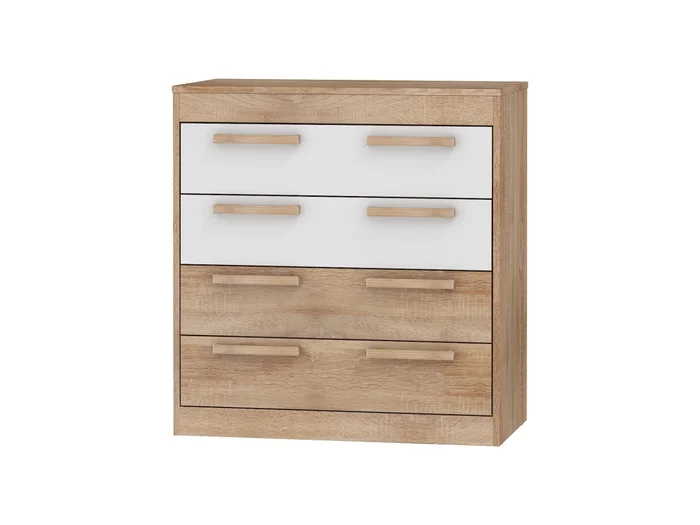 Komoda GATTON 4S – dub sonoma / bílý lesk
